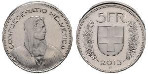 5 Franc Suiza Plata 