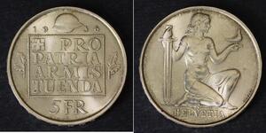 5 Franc Suiza Plata 