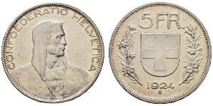 5 Franc Suiza Plata 