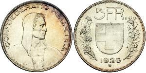 5 Franc Suiza Plata 
