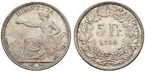 5 Franc Suiza Plata 