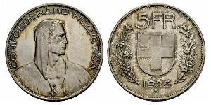 5 Franc Suiza Plata 