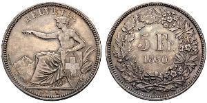 5 Franc Suiza Plata 