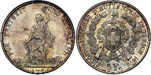 5 Franc Suiza Plata 