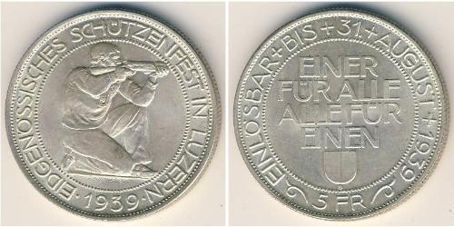 5 Franc Suiza Plata 