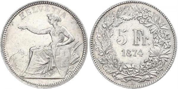 5 Franc Suiza Plata 