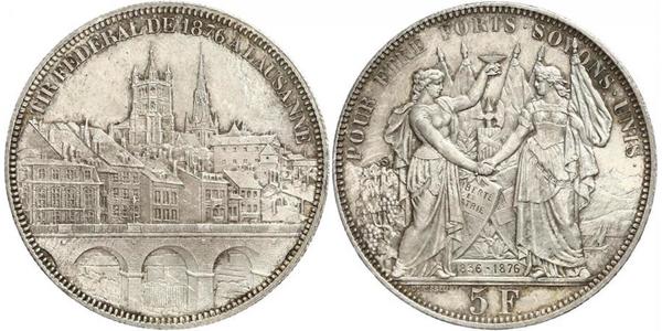 5 Franc Suiza Plata 