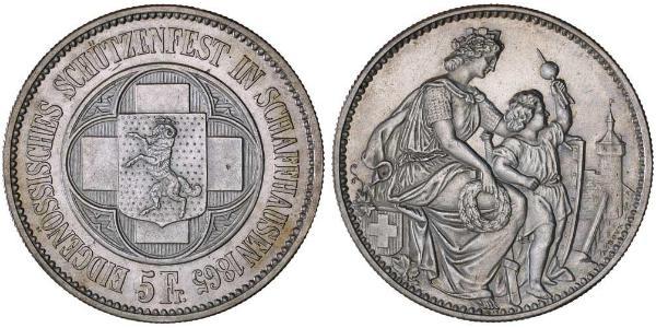 5 Franc Suiza Plata 