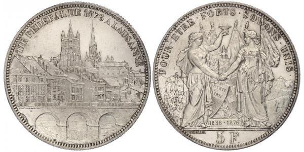 5 Franc Suiza Plata 