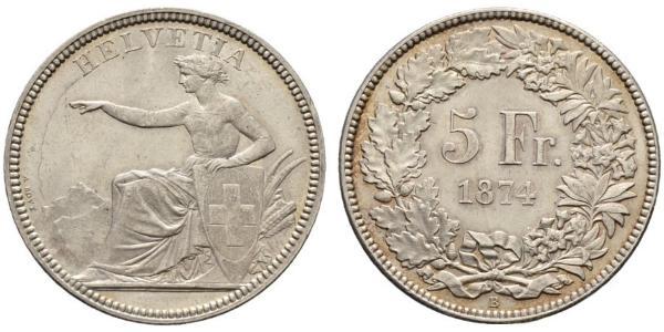 5 Franc Suiza Plata 