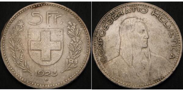 5 Franc Suiza Plata 