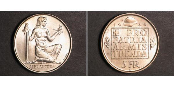 5 Franc Suiza Plata 