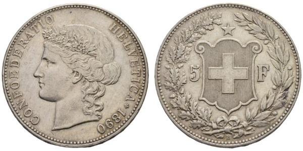 5 Franc Suiza Plata 