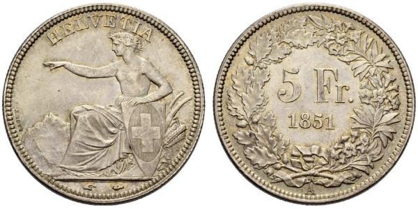 5 Franc Suiza Plata 