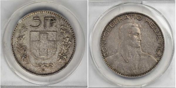 5 Franc Suiza Plata 