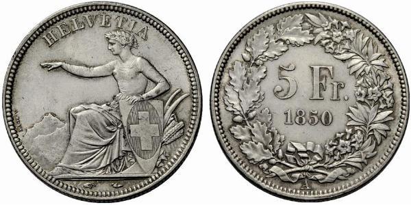5 Franc Suiza Plata 
