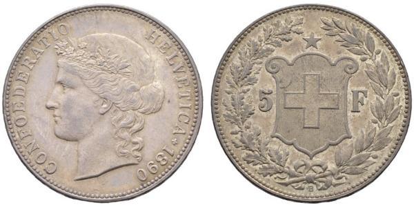 5 Franc Suiza Plata 