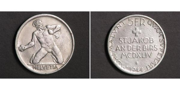 5 Franc Suiza Plata 