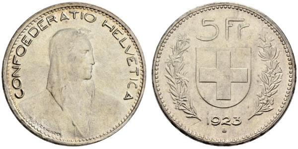 5 Franc Suiza Plata 