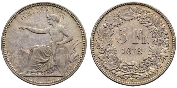 5 Franc Suiza Plata 