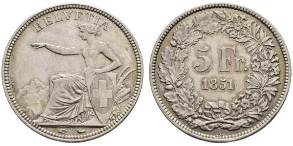 5 Franc Suiza Plata 