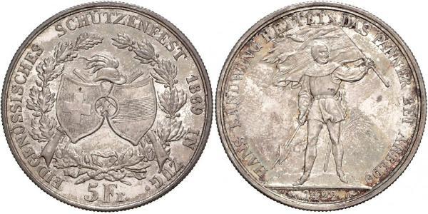 5 Franc Suiza Plata 