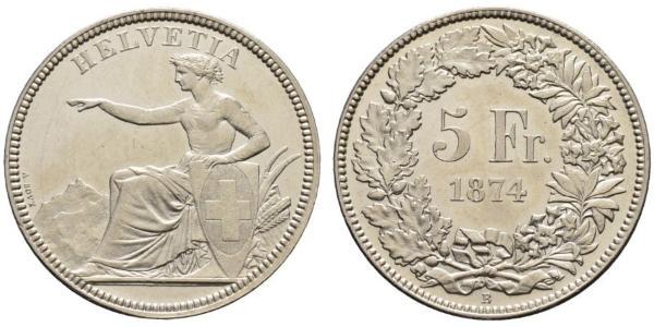 5 Franc Suiza Plata 