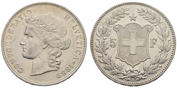 5 Franc Suiza Plata 