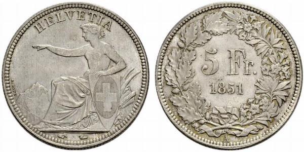 5 Franc Suiza Plata 