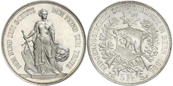5 Franc Suiza Plata 