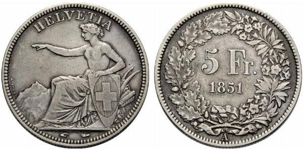 5 Franc Suiza Plata 
