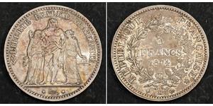 5 Franc Tercera República Francesa (1870-1940)  Plata 