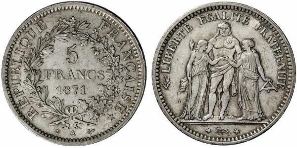 5 Franc Tercera República Francesa (1870-1940)  Plata 