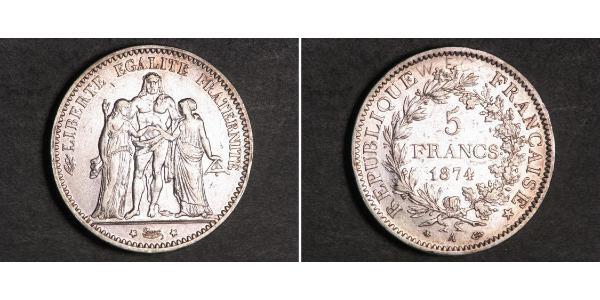 5 Franc Tercera República Francesa (1870-1940)  Plata 