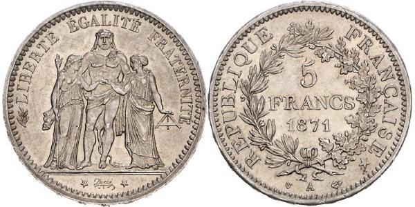 5 Franc Tercera República Francesa (1870-1940)  Plata 