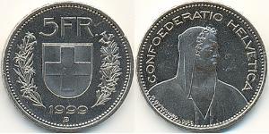 5 Franc Svizzera Rame/Nichel 