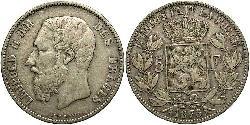 5 Franc Belgien Silber Leopold II (1835 - 1909)