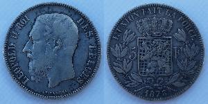 5 Franc Belgien Silber Leopold II (1835 - 1909)