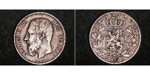 5 Franc Belgien Silber Leopold II (1835 - 1909)