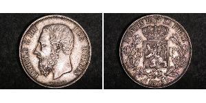 5 Franc Belgien Silber Leopold II (1835 - 1909)