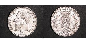 5 Franc Belgien Silber Leopold II (1835 - 1909)
