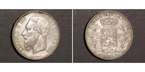 5 Franc Belgien Silber Leopold II (1835 - 1909)