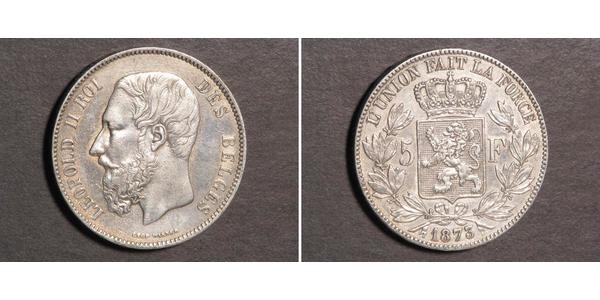 5 Franc Belgien Silber Leopold II (1835 - 1909)