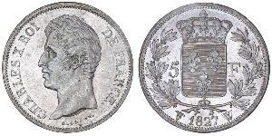 5 Franc Kingdom of France (1815-1830) Silber Karl X. von Frankreich (1757-1836)