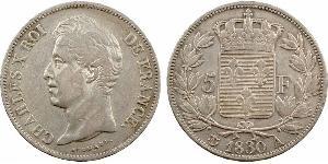 5 Franc Kingdom of France (1815-1830) Silber Karl X. von Frankreich (1757-1836)