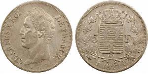 5 Franc Kingdom of France (1815-1830) Silber Karl X. von Frankreich (1757-1836)