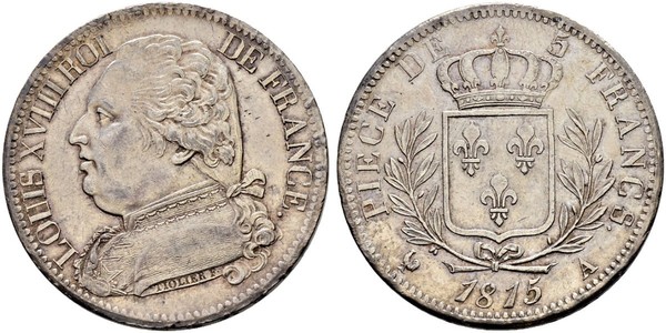 5 Franc Kingdom of France (1815-1830) Silber Ludwig XVIII (1755-1824)