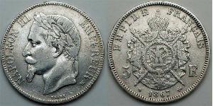 5 Franc Zweites Kaiserreich (1852-1870) Silber Napoleon III (1808-1873)