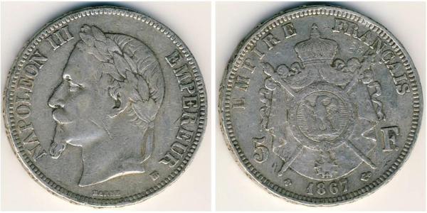 5 Franc Zweites Kaiserreich (1852-1870) Silber Napoleon III (1808-1873)