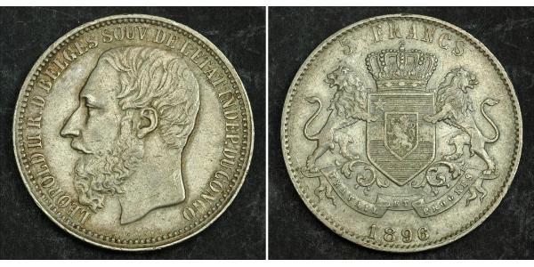 5 Franc null Silber Leopold II (1835 - 1909)